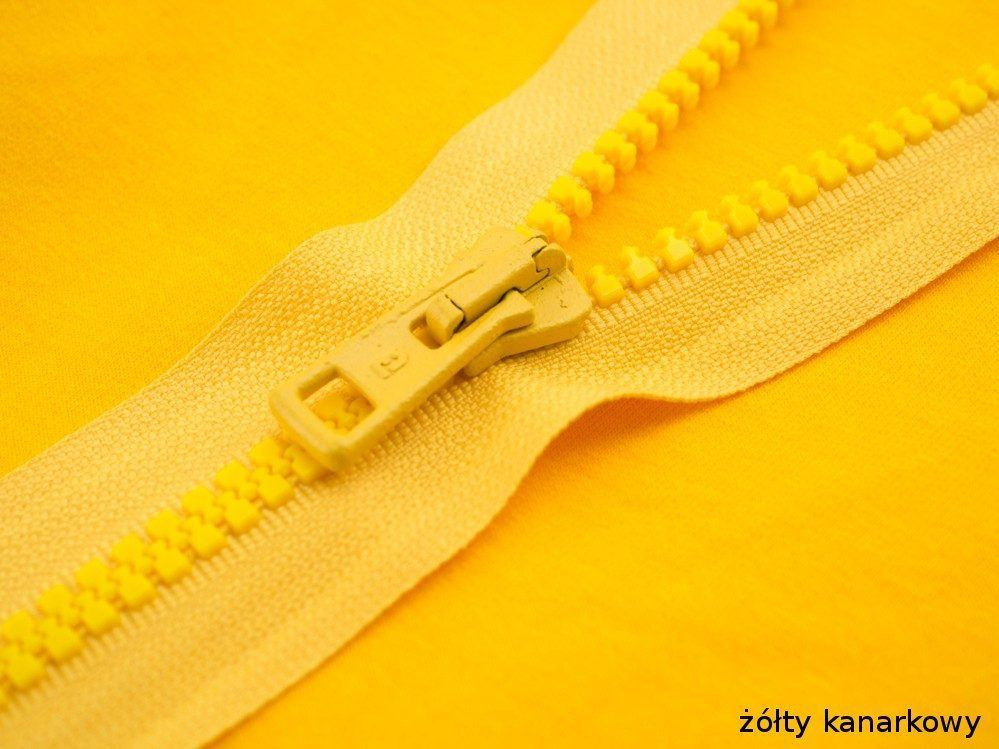 Kostěný zip 60cm dělitelný- žlutě kanárkový