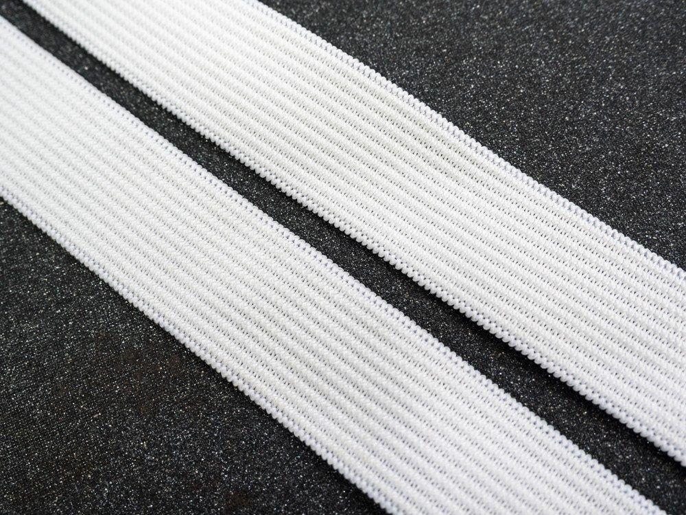 Guma pletená plochá  20mm - BÍLÁ