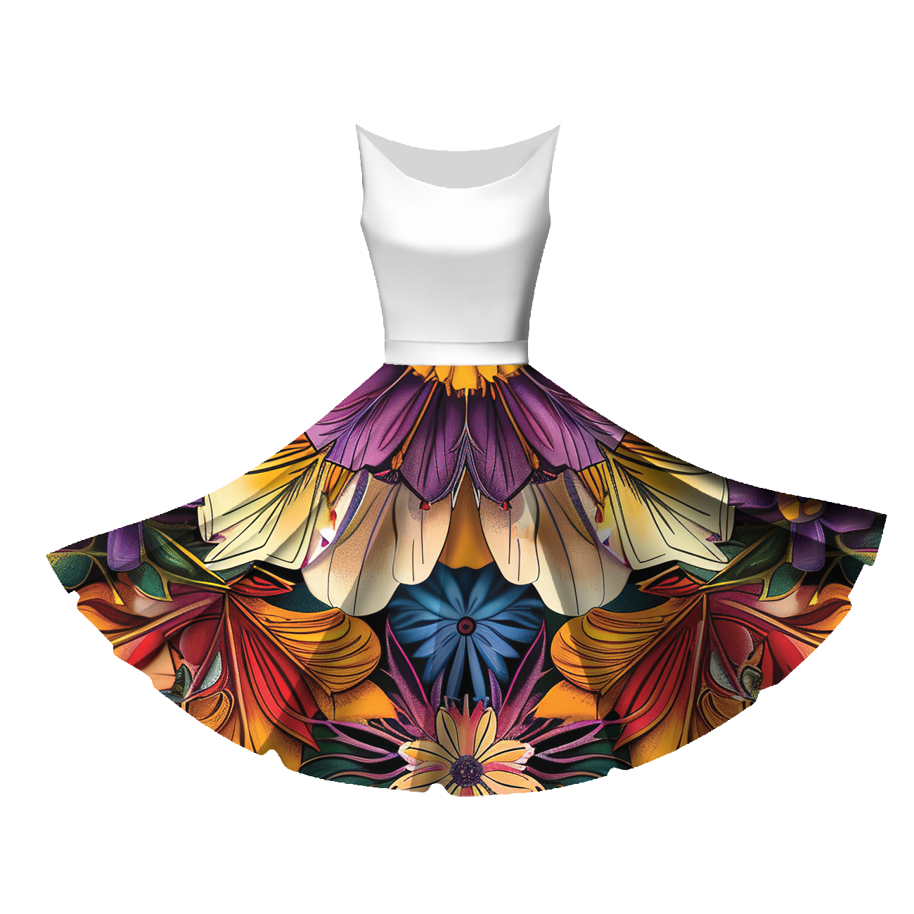 COLORFUL FLOWERS vz.4- panel pro kruhovou sukni