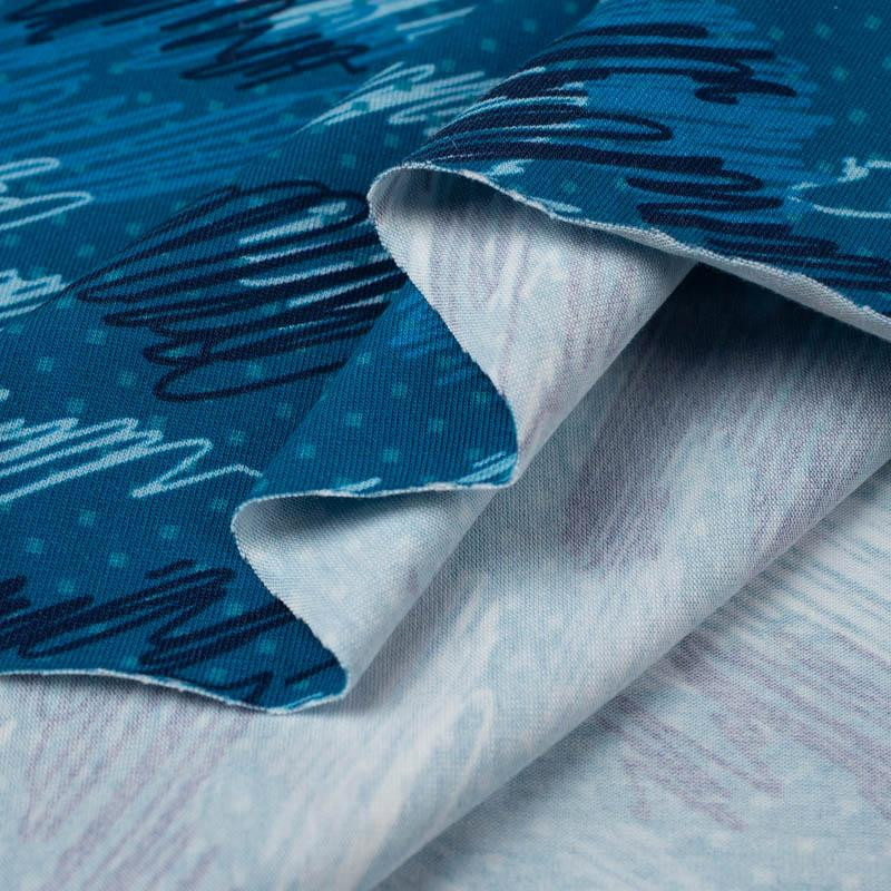 MORO - čmáranice / classic blue - organický úplet single jersey s elastanem