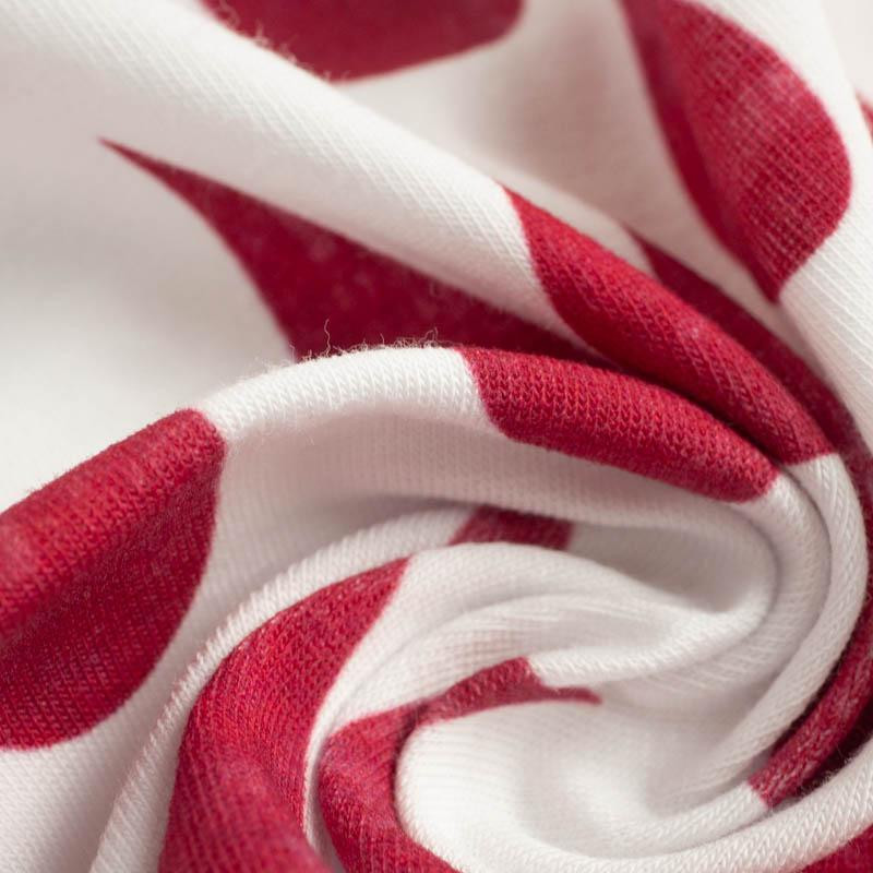 Velké tečky ( karmínový ) /bílý - organický úplet single jersey s elastanem