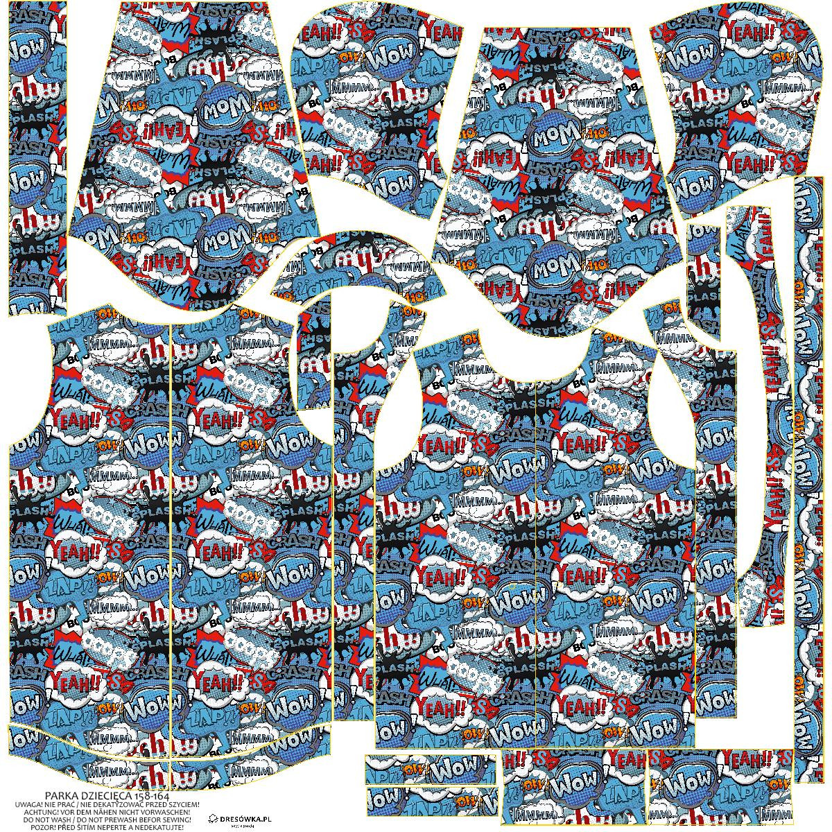 DĚTSKÁ BUNDA PARKA (ARIEL) - KOMIKS (modrý - červený) - softshell