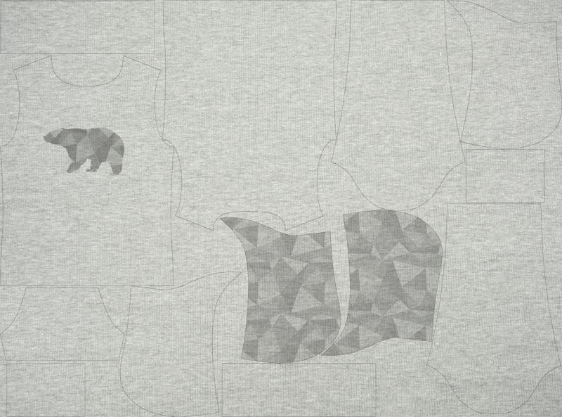 PÁNSKÁ MIKINA S KAPUCÍ (COLORADO) - GEOMETRICKÝ MEDVĚD (ADVENTURE) /melír světlošedý - SADA ŠITÍ