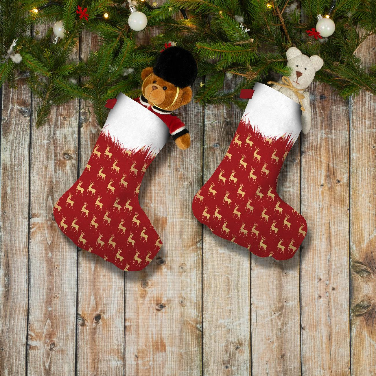Sada vánočních ponožek - ZLATÝ SOBI / červená