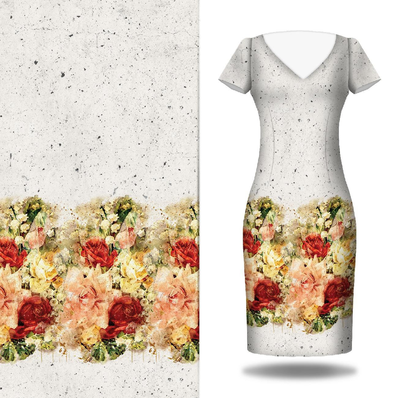 WATERCOLOR FLOWERS VZ. 7 - panel pro šaty Len 100%