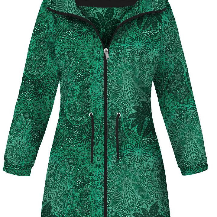 DÁMSKÁ BUNDA PARKA (ANNA) - ZELENÝ PROLAMOVANÝ VZOR - softshell