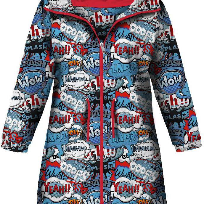 DĚTSKÁ BUNDA PARKA (ARIEL) - KOMIKS (modrý - červený) - softshell