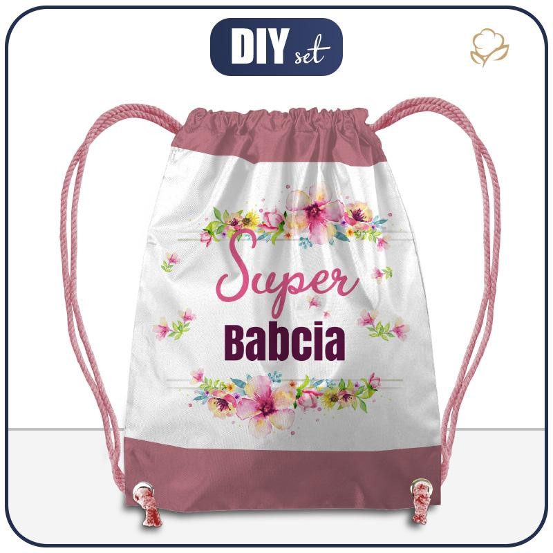 Sada batoh-pytel - SUPER BABCIA / růžový