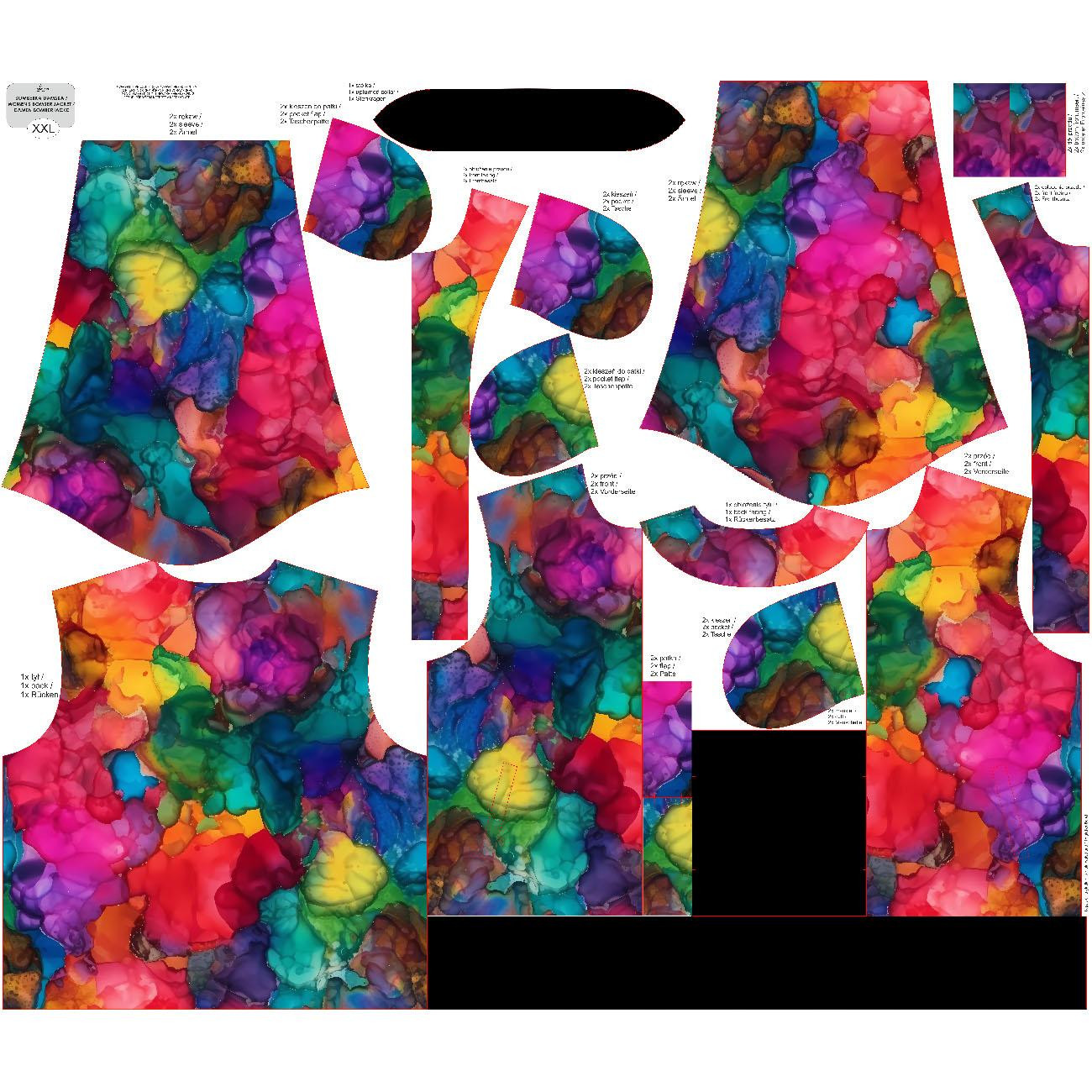 DÁMSKA BOMBER BUNDA (KAMA) - ALCOHOL INK VZ. 5 - Sada šití