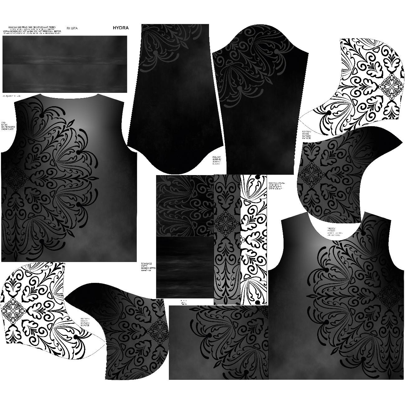 HYDROFOBNÍ MIKINA UNISEX - MISTY MANDALA - Sada šití