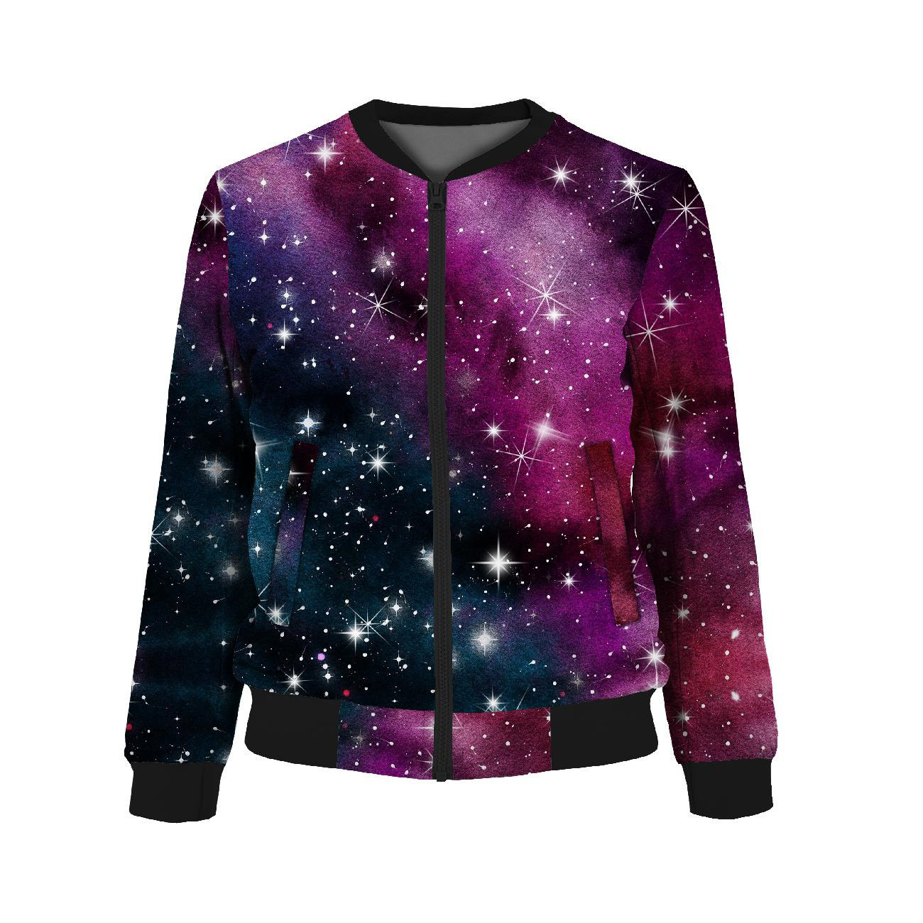 DÁMSKA BOMBER BUNDA (KAMA) - Akvarelová galaxie Vz. 8 - Sada šití