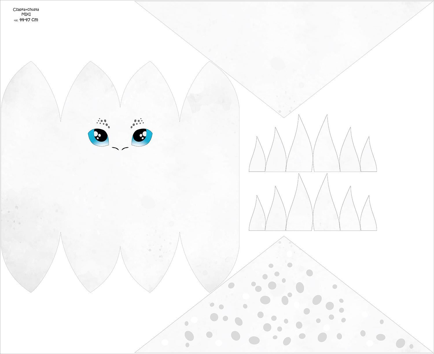 DĚTSKÁ ČEPICE A ŠATKA (DINO) - WHITE DRAGON - Sada šití