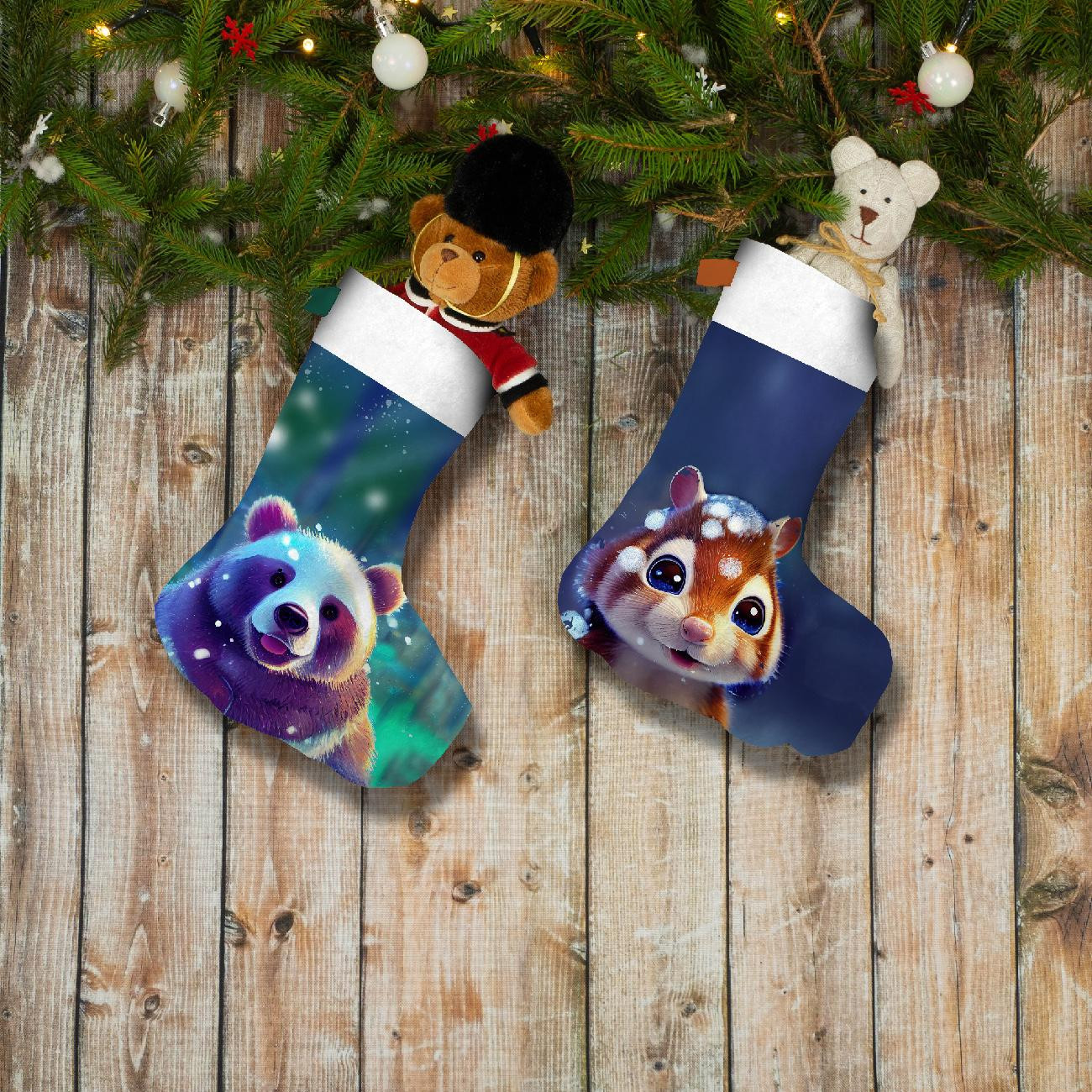 Sada vánočních ponožek - VÁNOČNÍ STROMKY / zelená