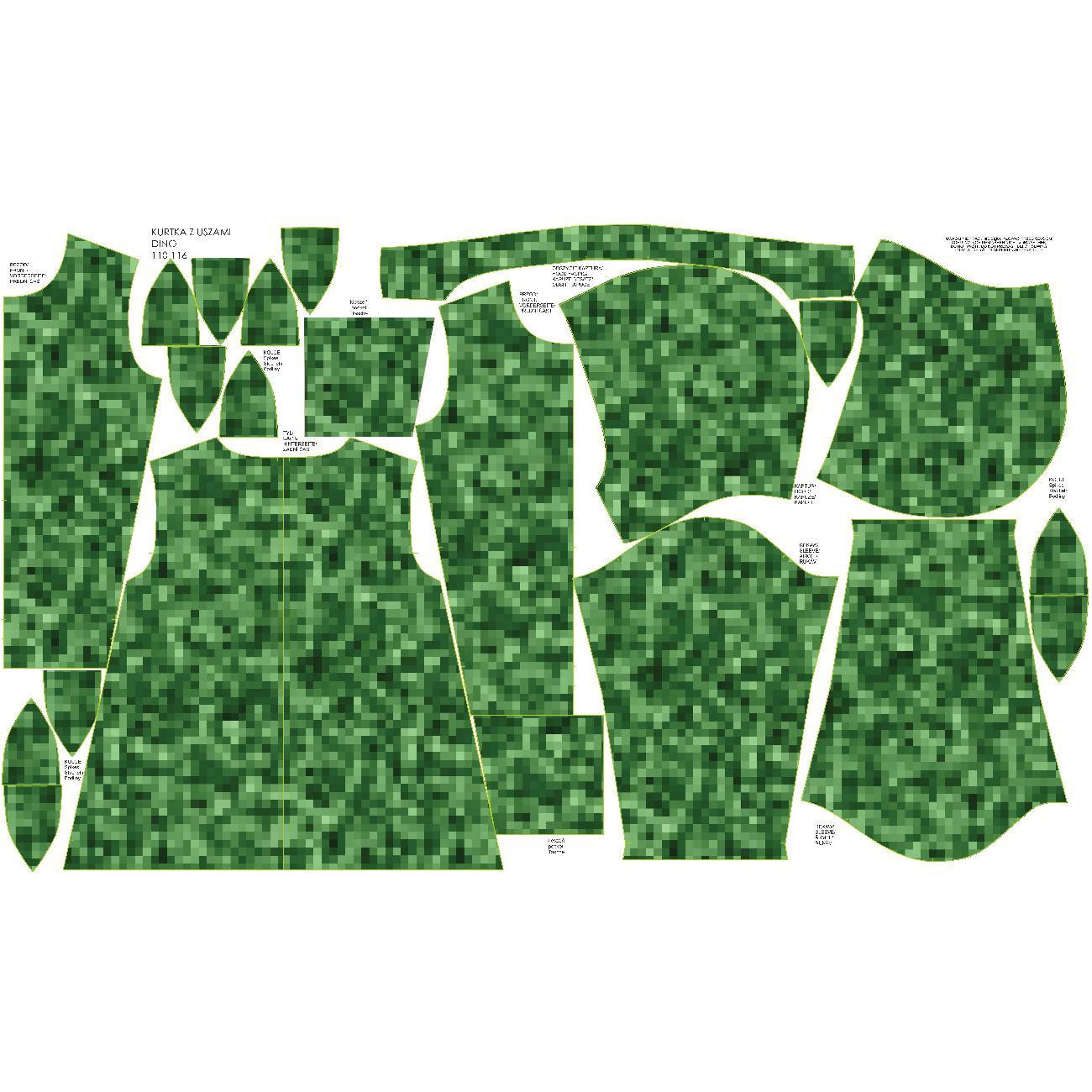 DĚTSKÁ BUNDA DINO (ZOE) - PIXELY Vz. 2 (olivová) - Sada šití (146-152)