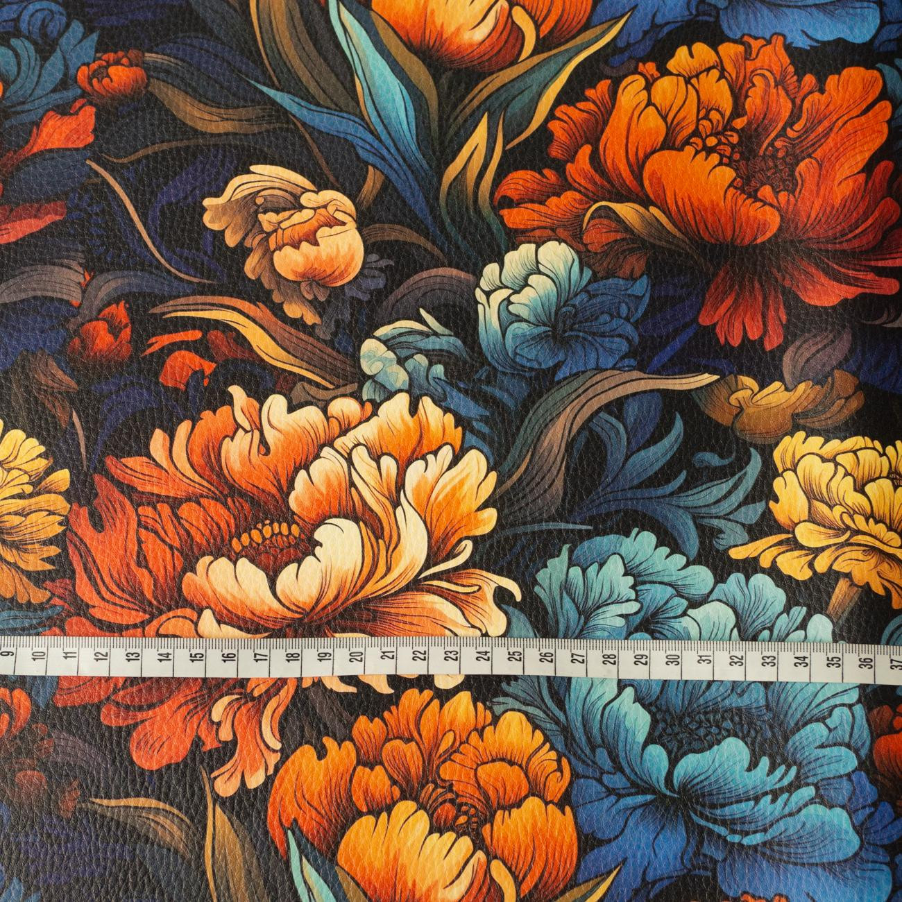 VINTAGE CHINESE FLOWER VZ. 1 (46 cm x 50 cm) - tlustá ekologická koženka tlačená