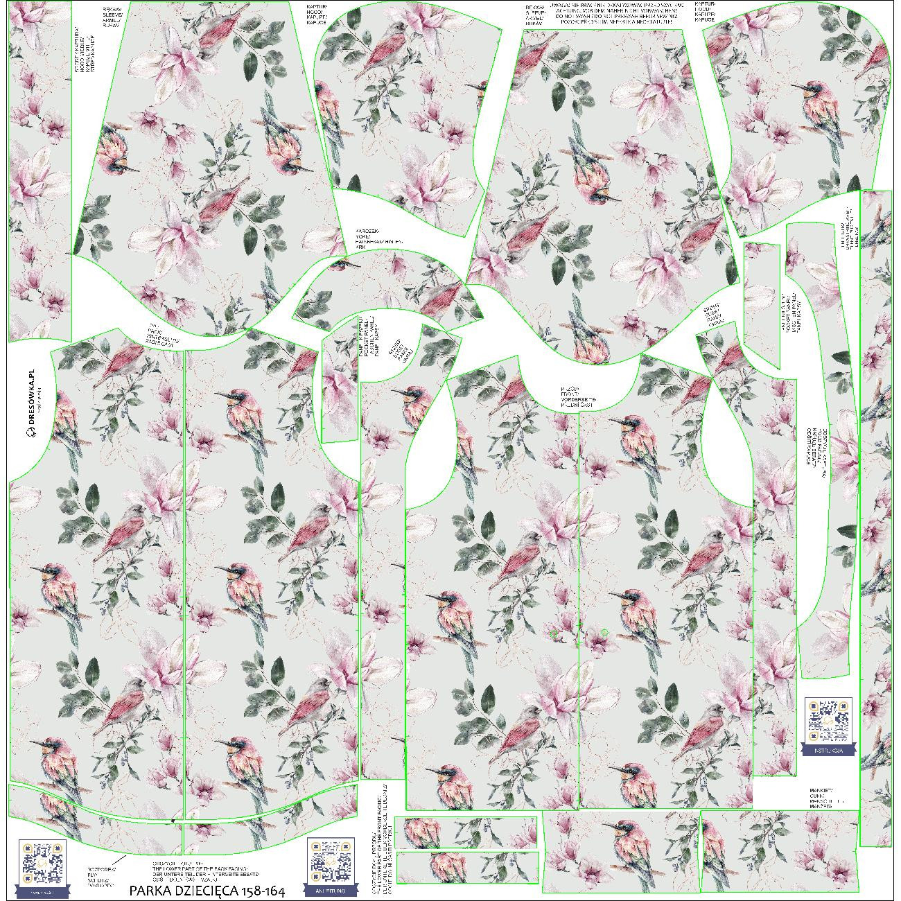DĚTSKÁ BUNDA PARKA (ARIEL) - SPRING MELODY vz. 1 - Sada šití