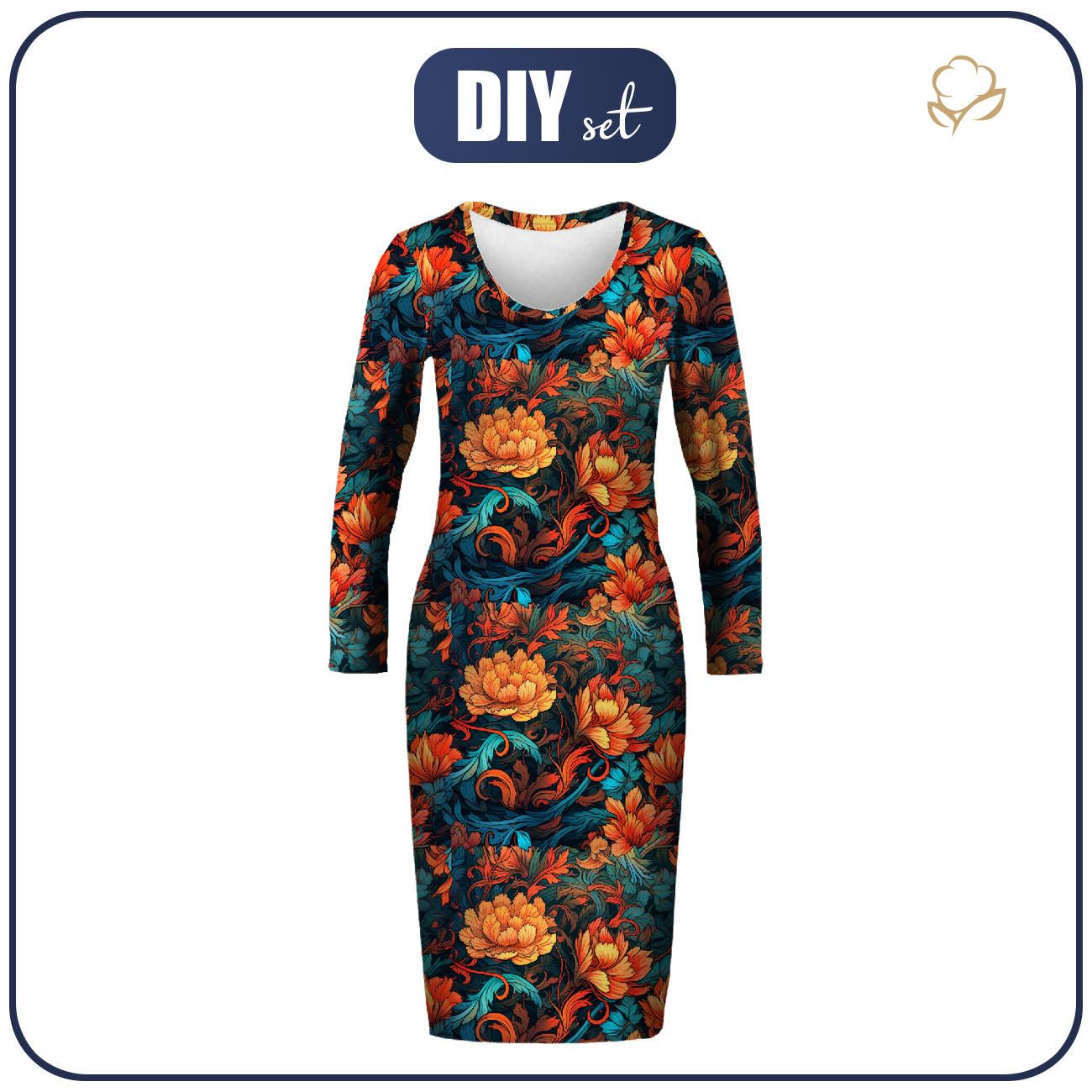 Tužkové šaty (ALISA) - VINTAGE CHINESE FLOWERS vz. 2 - Sada šití