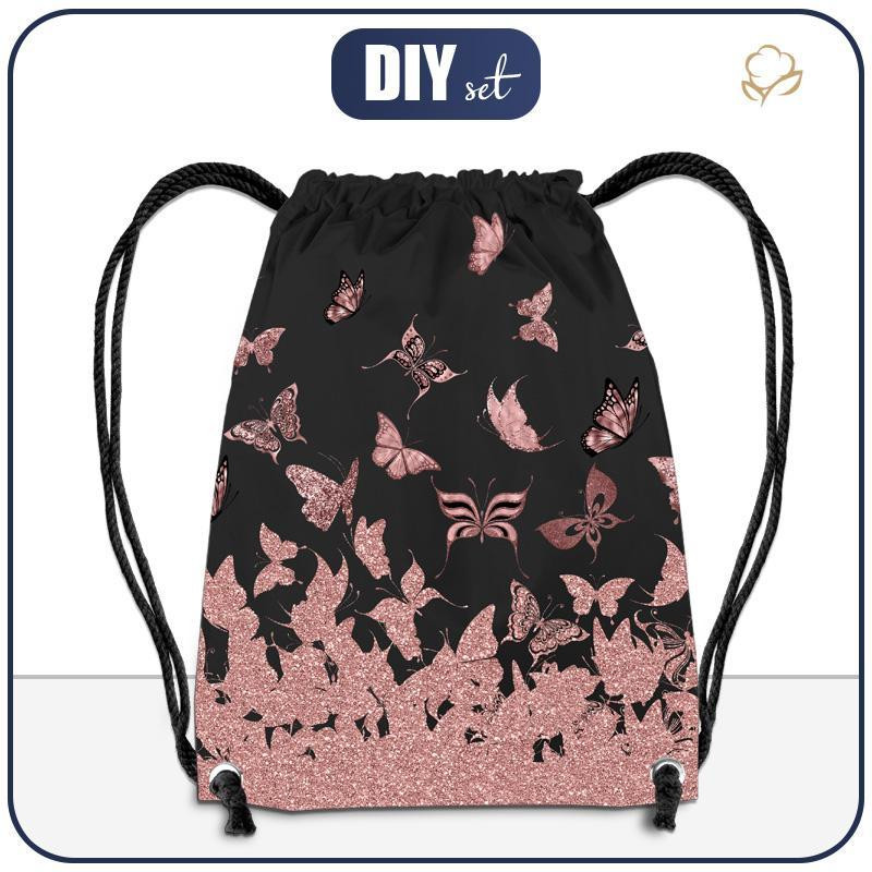 Sada batoh-pytel - SCHMETTERLINGE MIX M. 5 (GLITTER SCHMETTERLINGE) / Velikost na výběr