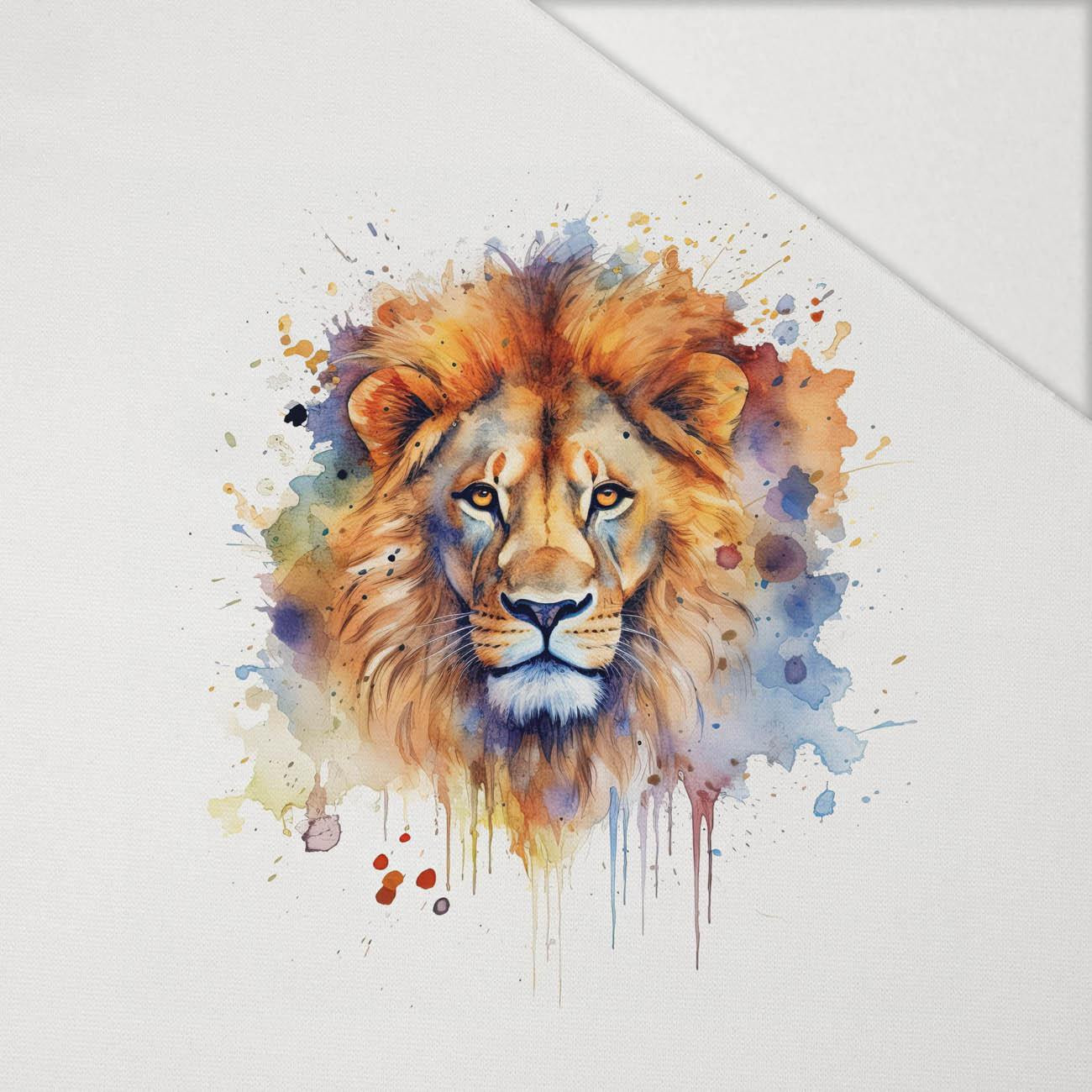 WATERCOLOR LION - Paneel (60cm x 50cm) Hydrofobní česaná teplákovina