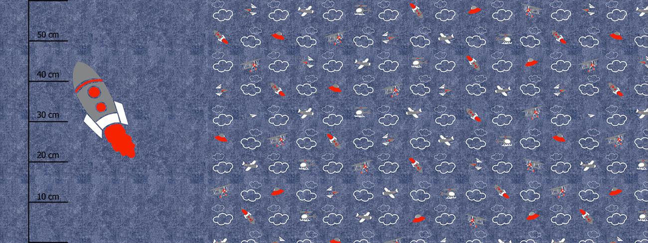 RAKETA (LETADLA) / ACID WASH TMAVOMODRý - PANORAMICKÝ PANEL (60 x 155cm)