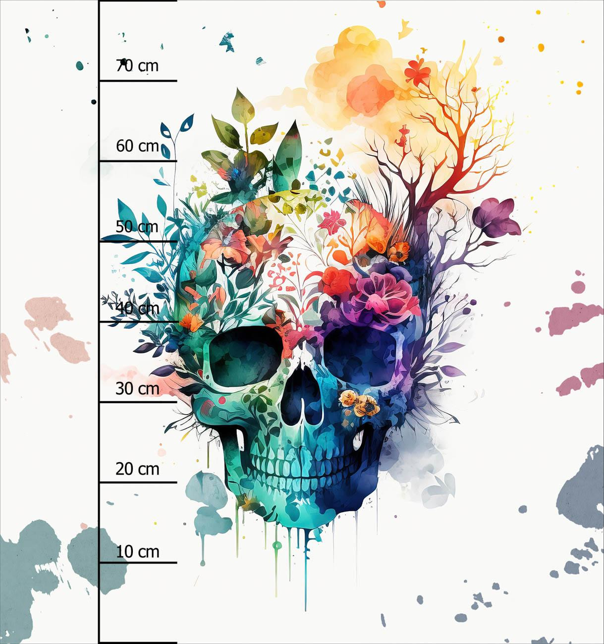 WATERCOLOR SKULL - Panel (75cm x 80cm) lycra 300g