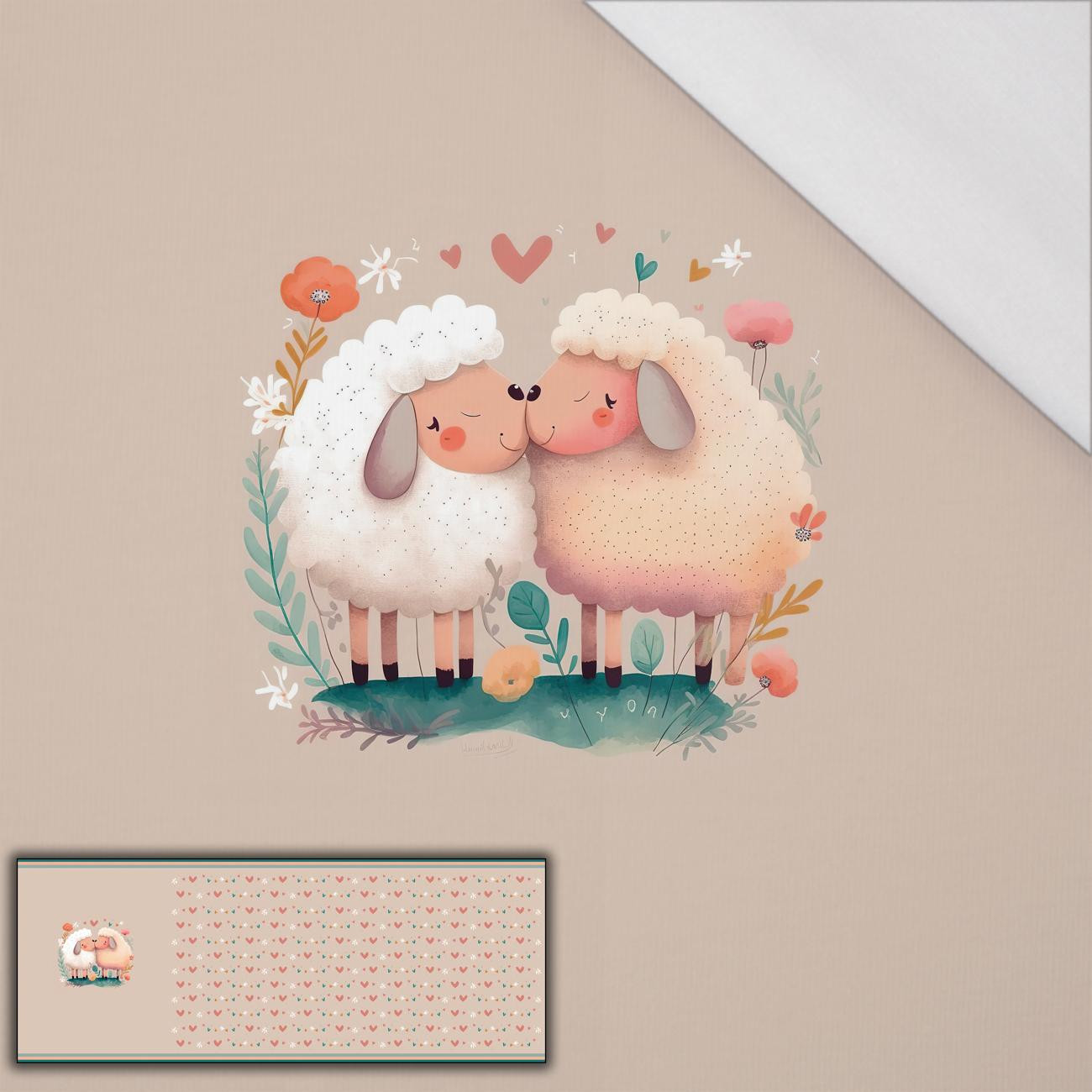 SHEEP IN LOVE - panoramic panel SINGLE JERSEY (60cm x 155cm)