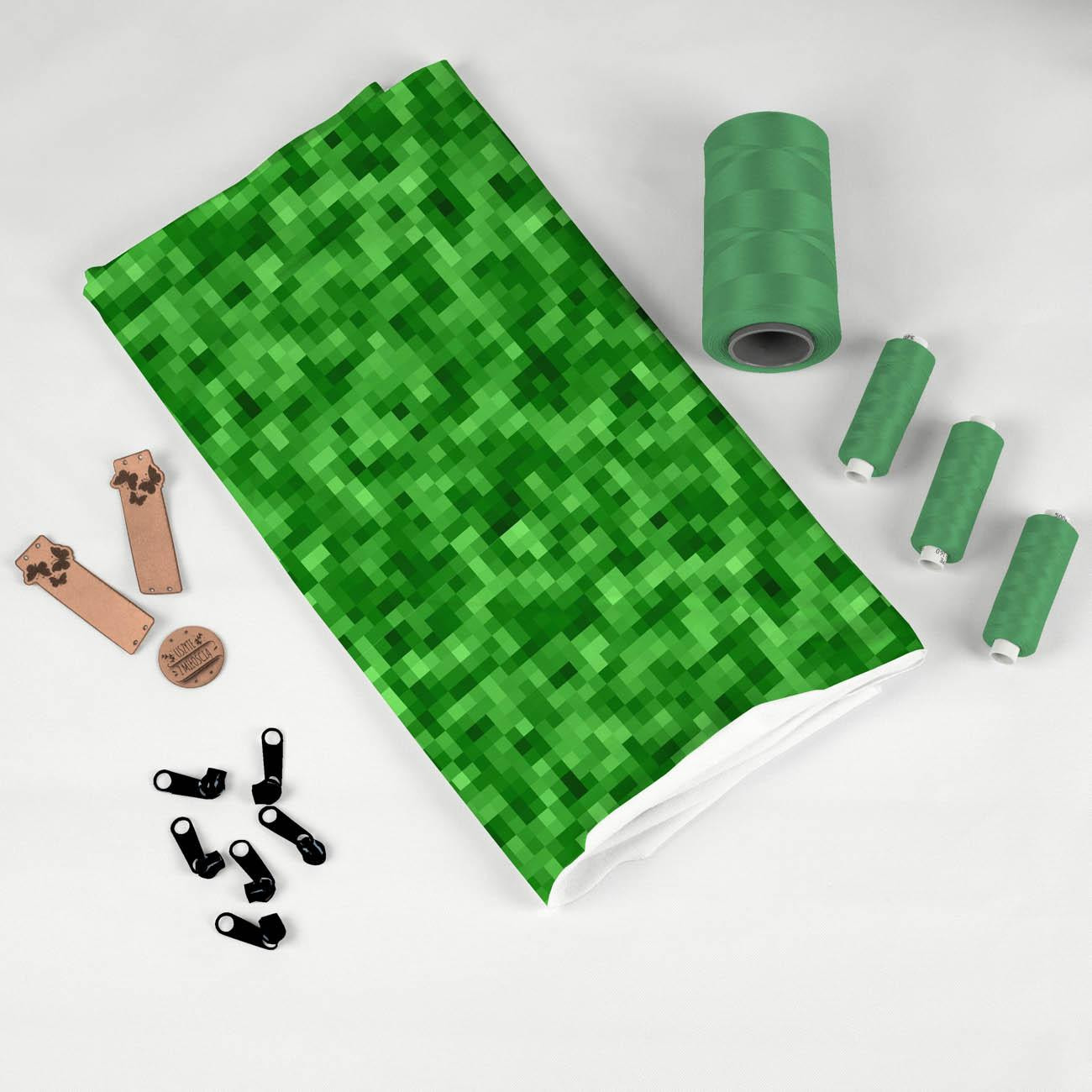 PIXELY Vz. 2 (zelená) - organický úplet single jersey s elastanem 