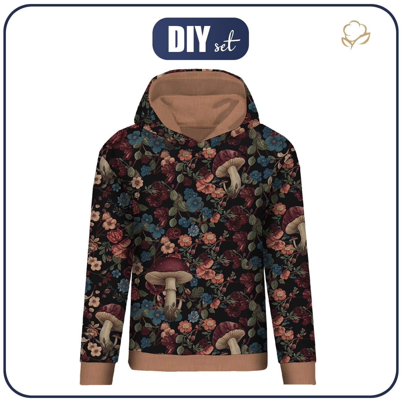DÁMSKA MIKINA (POLA) CLASSIC S KAPUCÍ - FLOWERS WZ.60 - Sada šití