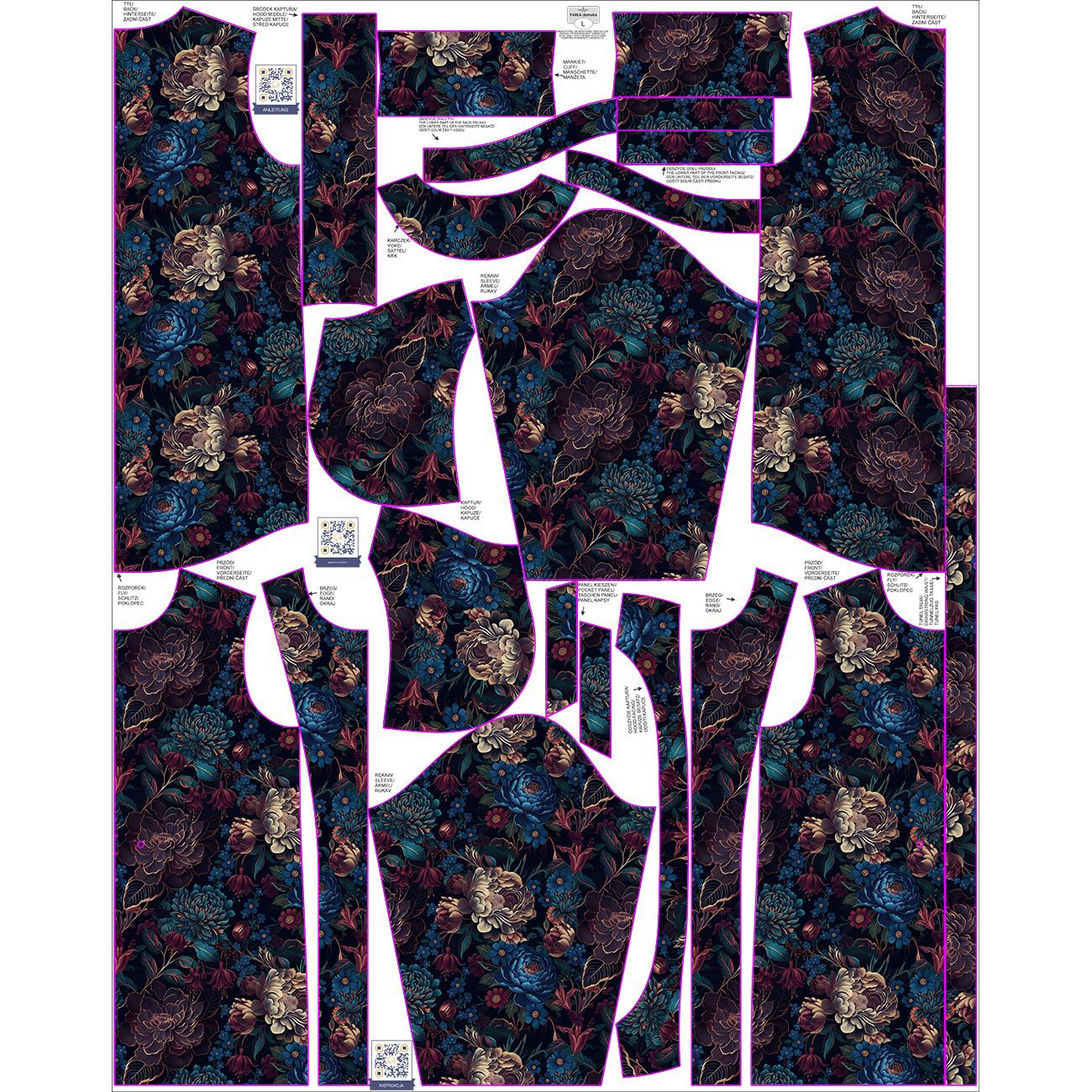 DÁMSKÁ BUNDA PARKA (ANNA) - FLOWERS WZ.63 - softshell