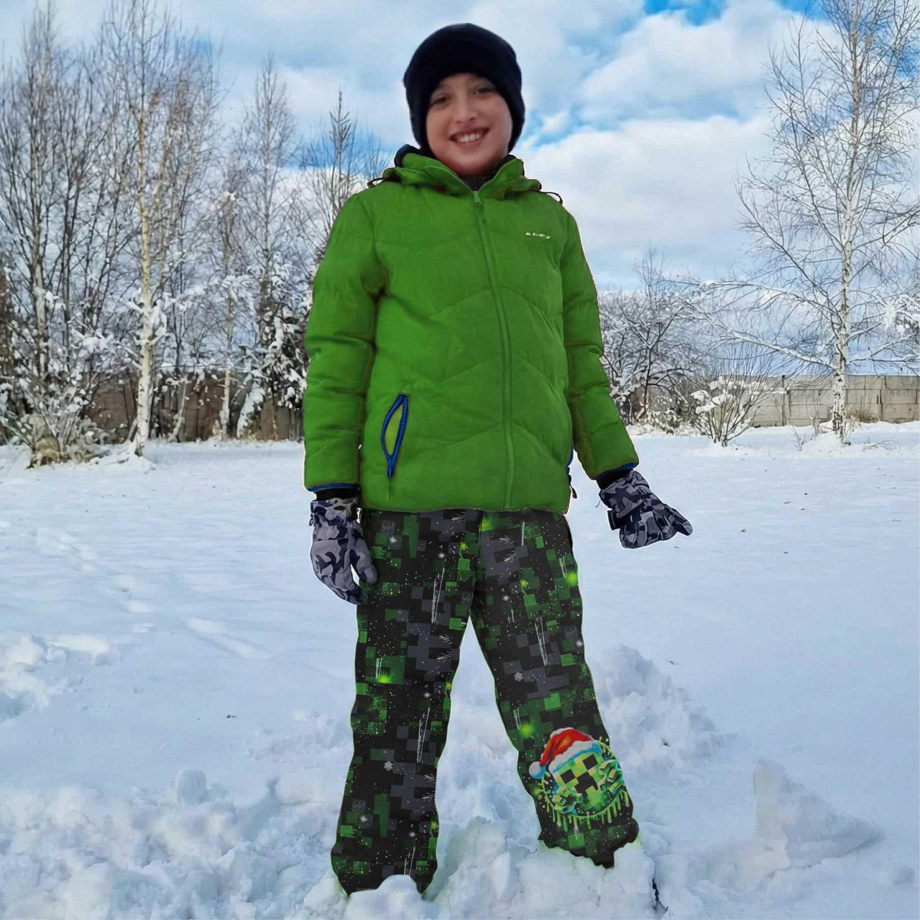 SOFTSHELLOVÉ DĚTSKÉ KALHOTY (YETI) - WINTER PIXEL VZ.2