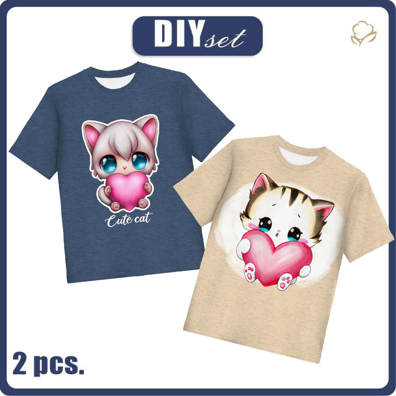 2-PACK - DĚTSKÉ TRIČKO - SWEET CATS vz. 5 - Sada šití