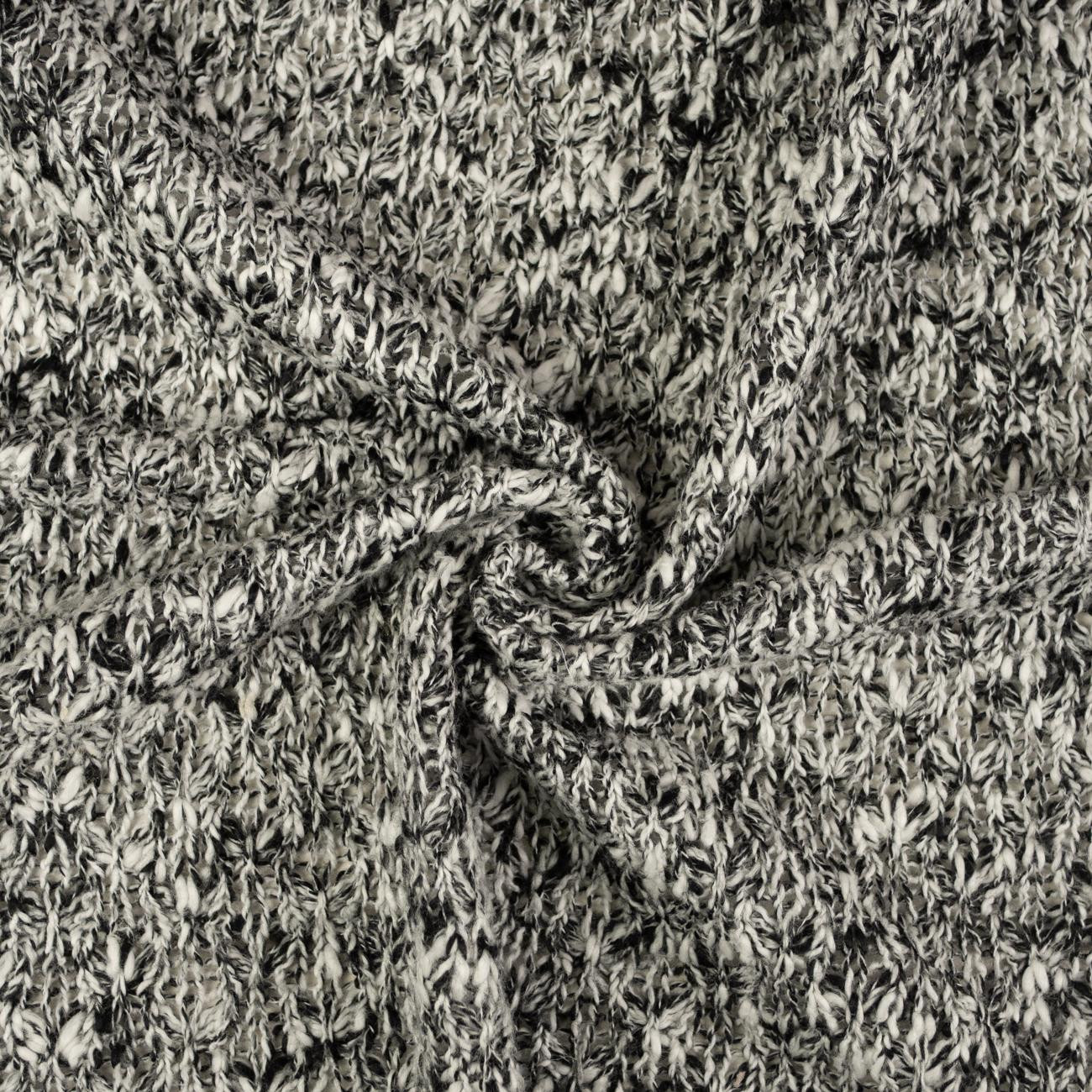 BLACK AND WHITE MELANGE - pletená svetrová tkanina