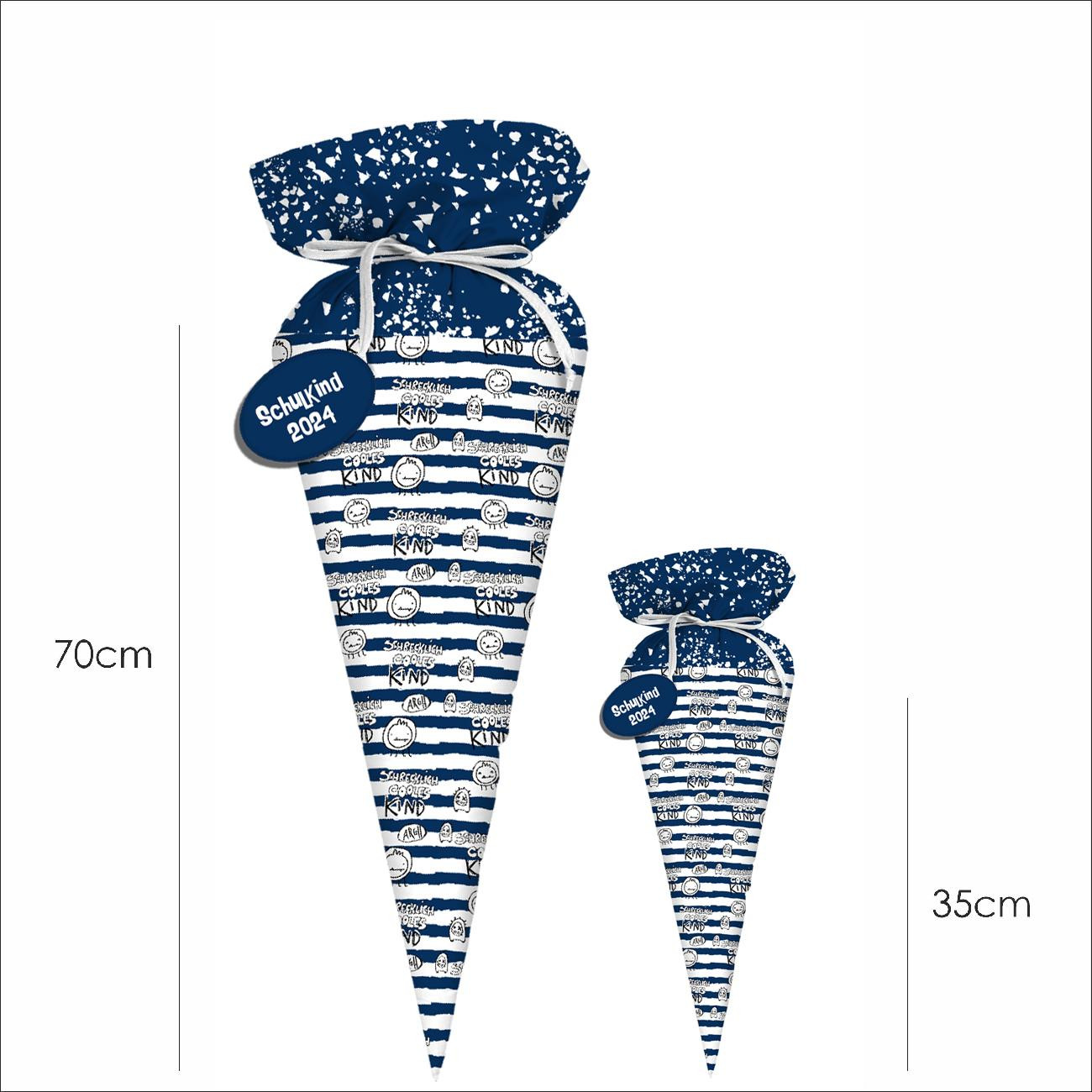 První třída Candy Cone - SCHRECKLICH COOLES KIND / tmavě modré pruhy (ŠKOLNÍ KRESBY) / Velikost na výběr