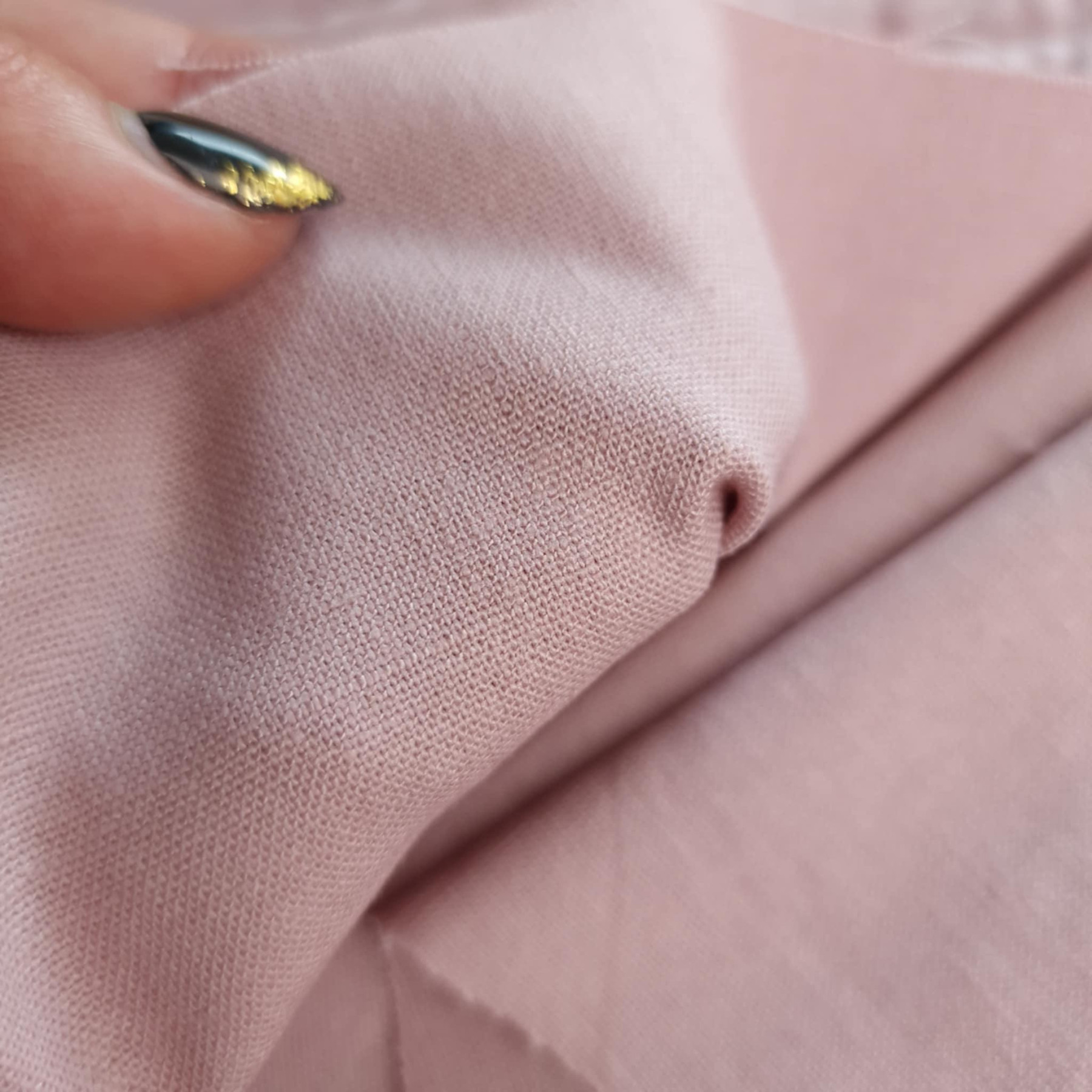 Lněná tkanina s elastanem - Růžově křemenný