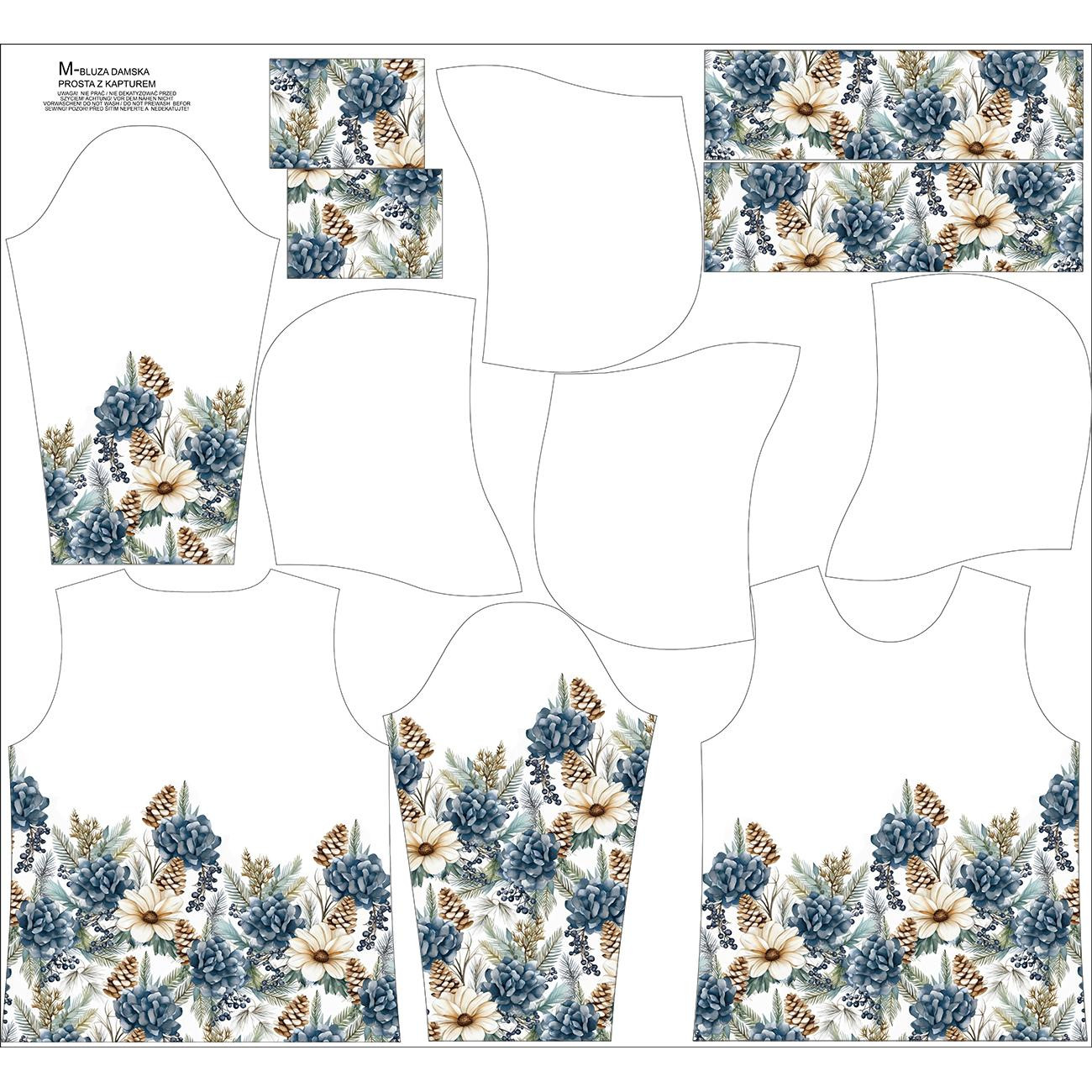 DÁMSKA MIKINA (POLA) CLASSIC S KAPUCÍ - WINTER FLOWERS VZ.10 - Sada šití