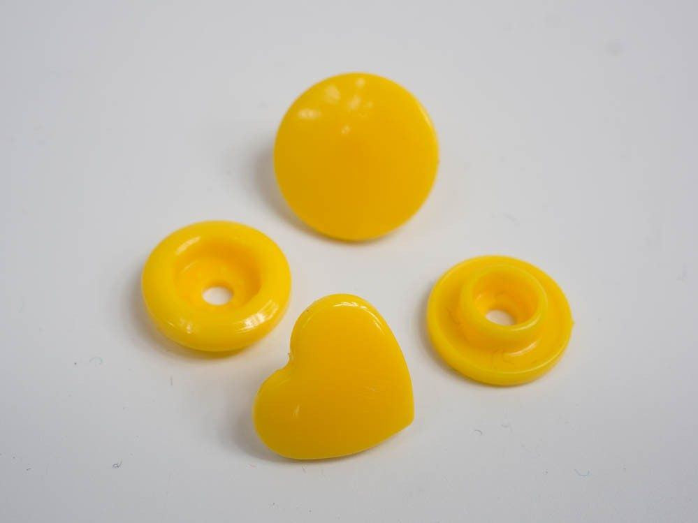 Patentky KAM srdce 12mm -  kanárkově žluté 10 sad