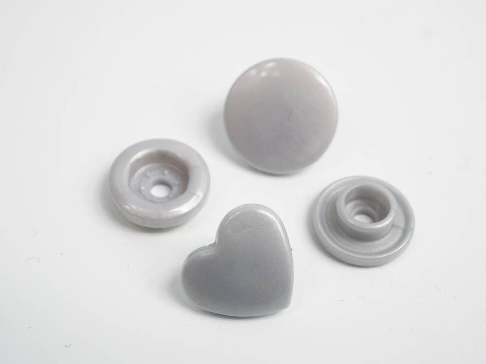 Patentky KAM srdce 12mm - stříbrné 10sad