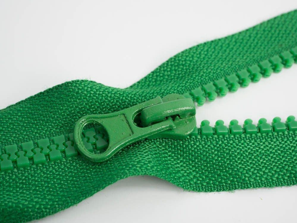 Kostěný zip 60cm dělitelný - zelený