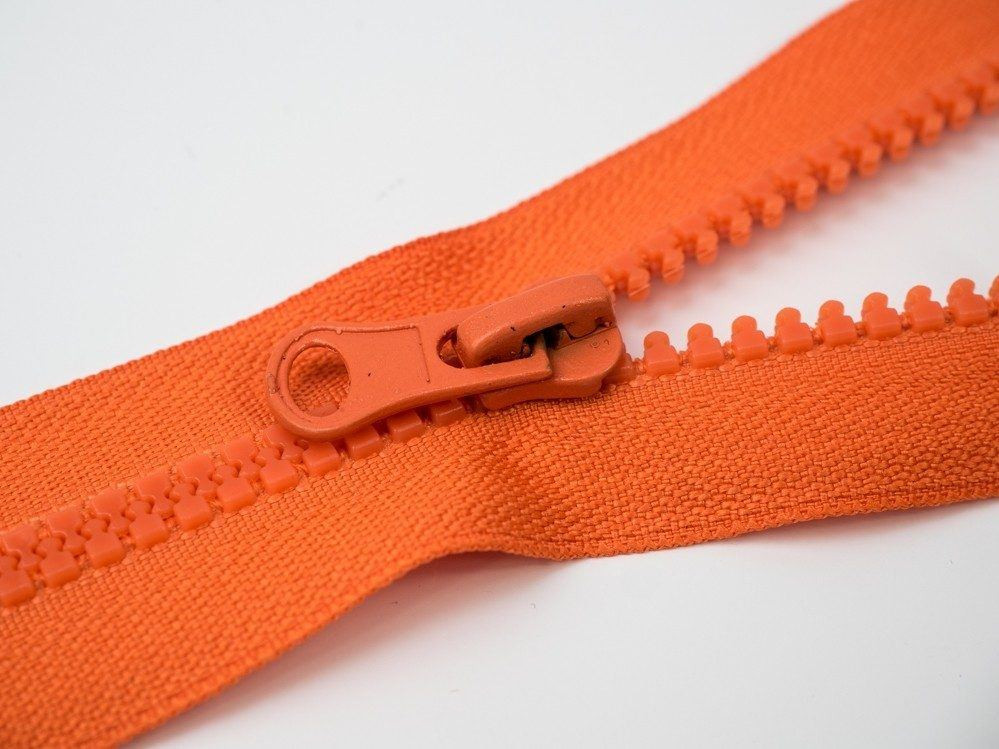 Kostěný zip 70cm dělitelný -  oranžový