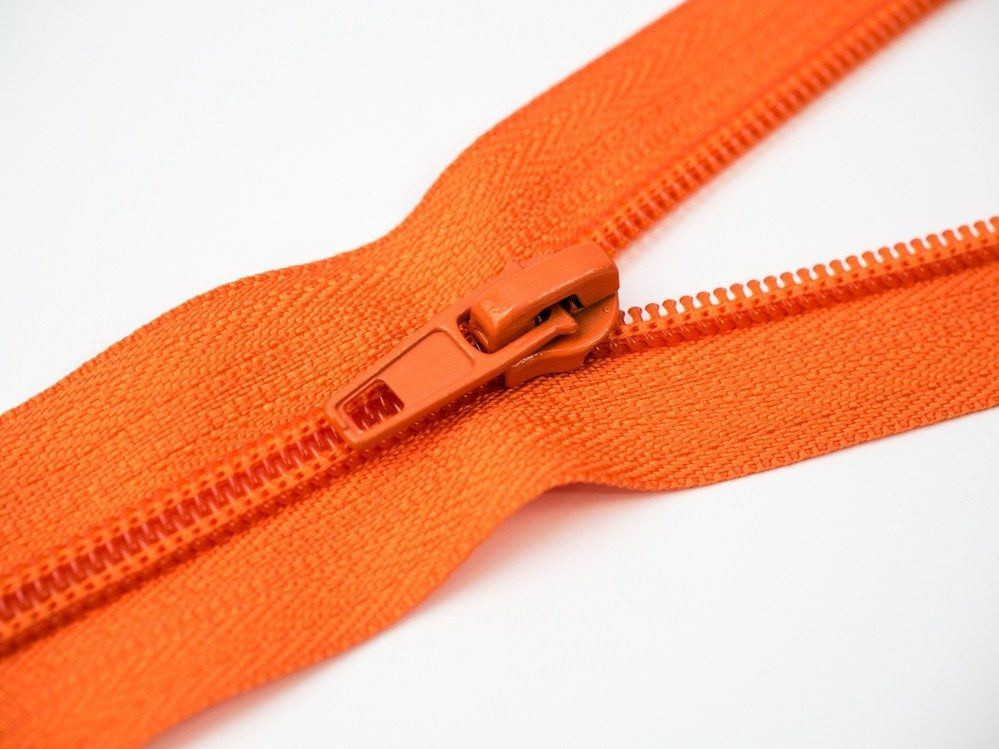 Spirálový zip 30cm dělitelný - oranžový