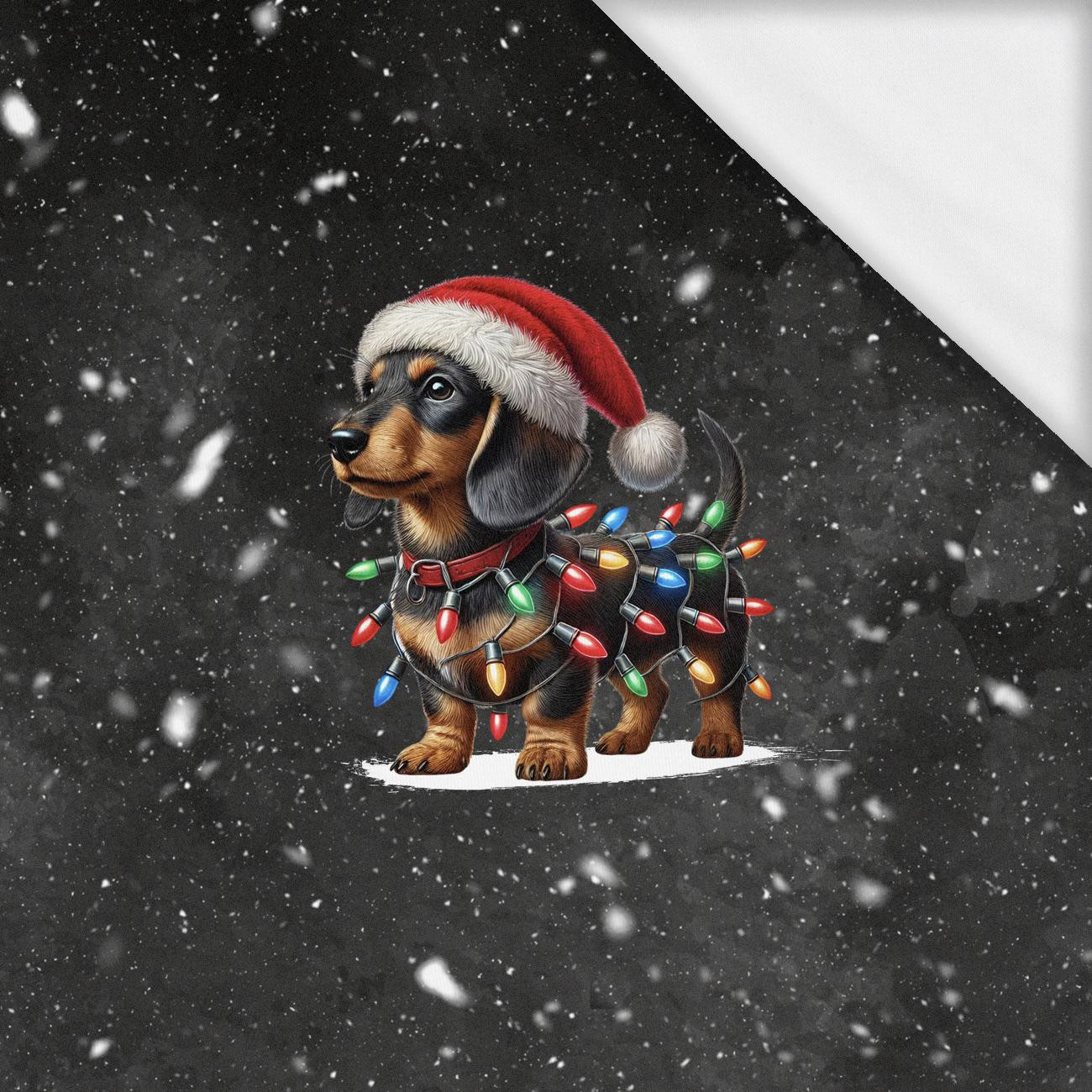 CHRISTMAS DOG VZ. 3 - panel (60cm x 50cm)- single jersey s elastanem ITY