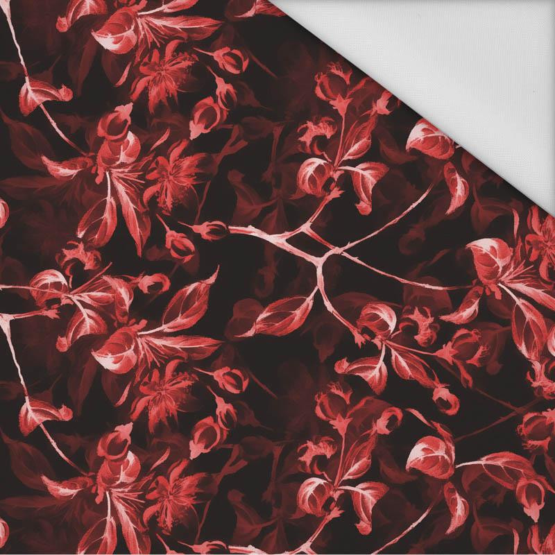 KVĚTY JABLONĚ vz. 1 (červený) / černý - tkanina voděodolná