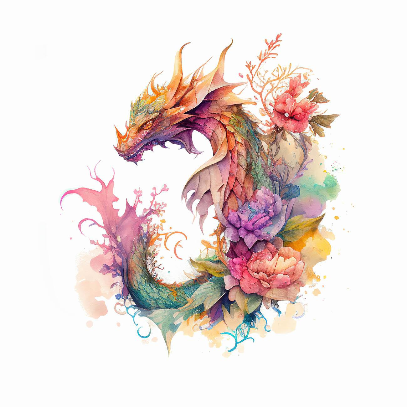 WATERCOLOR DRAGON VZ. 2 - Panel (75cm x 80cm)