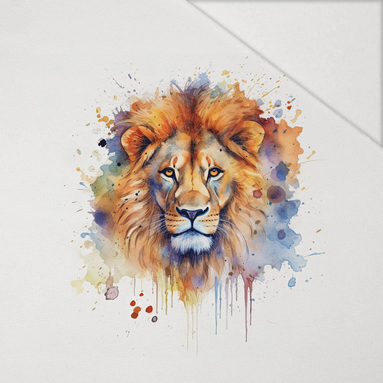 WATERCOLOR LION - Panel (75cm x 80cm) Hydrofobní česaná teplákovina