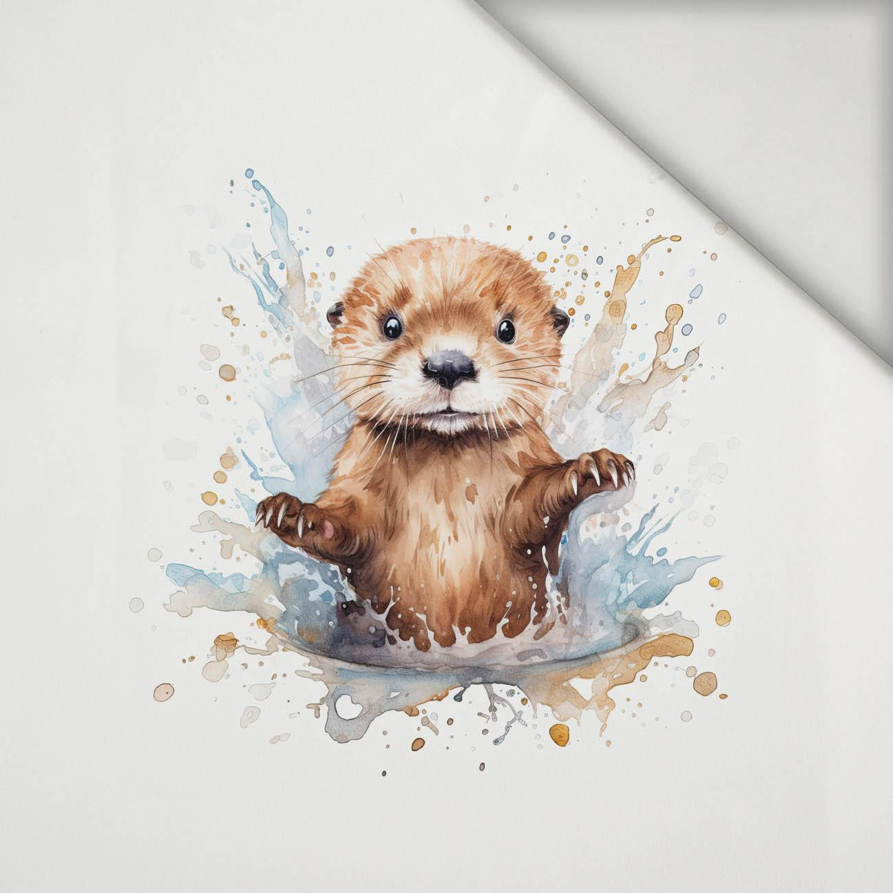 WATERCOLOR BABY OTTER - Panel (60cm x 50cm) lycra 300g