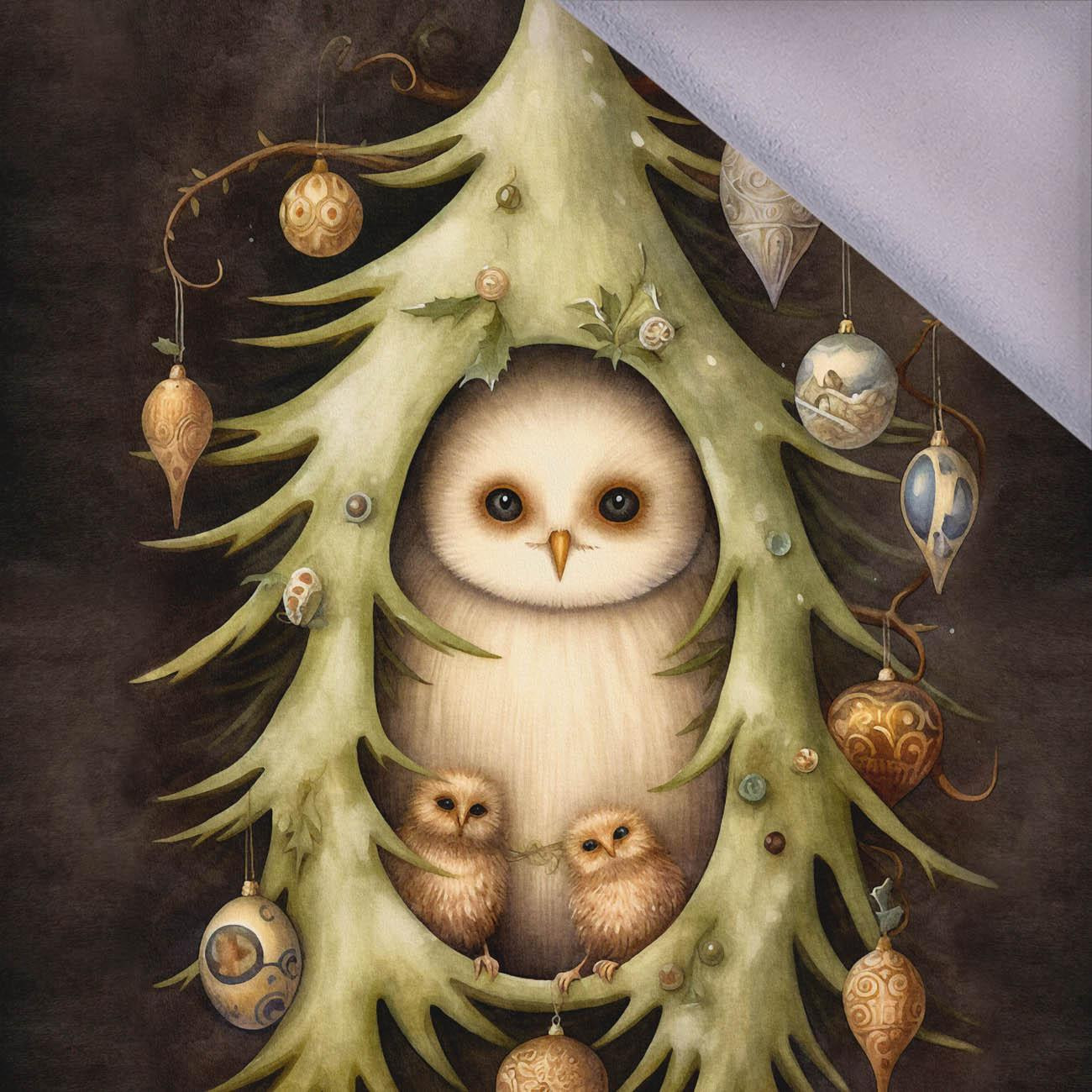 VINTAGE CHRISTMAS OWL VZ. 2 - panel, softshell (60cm x 50cm)