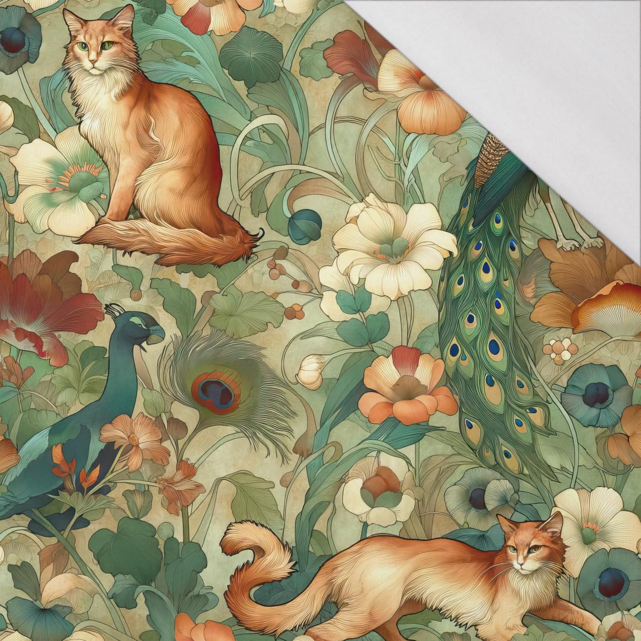 ART NOUVEAU CATS & FLOWERS VZ. 2 - single jersey 120g