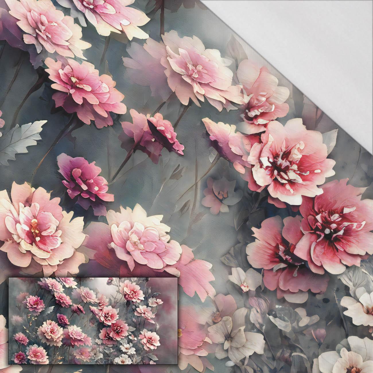 VINTAGE FLOWERS WZ. 3 - panel (80cm x 155cm) SINGLE JERSEY