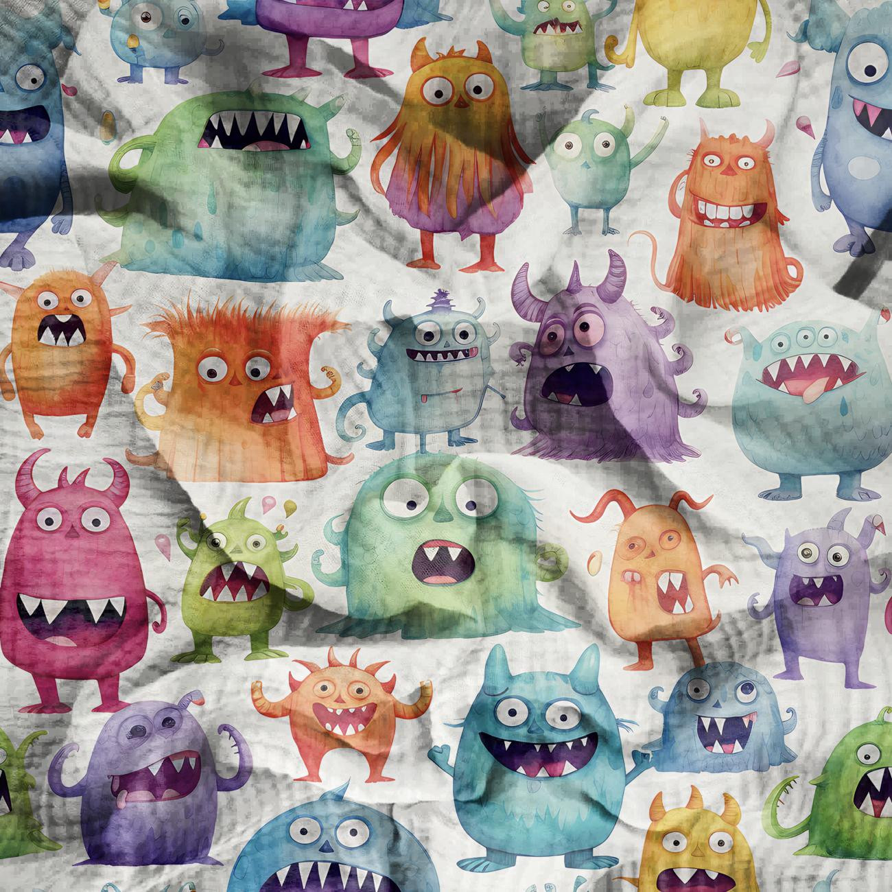 FUNNY MONSTERS VZ. 1 - Mušelín bavlněný FUNNY MONSTERS VZ. 1 - Mušelín bavlněný