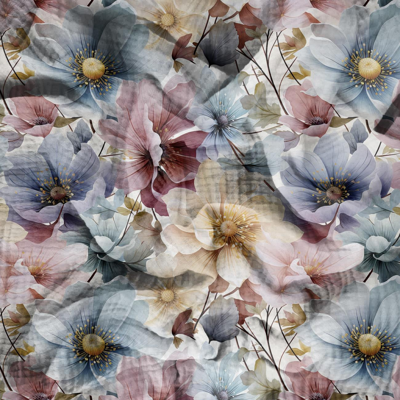 PASTEL FLOWERS WZ.13 - Mušelín bavlněný PASTEL FLOWERS WZ.13 - Mušelín bavlněný